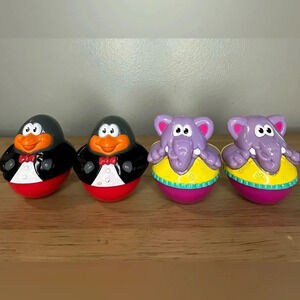 Playskool Weeble Wobble elephant and‎ penguin mini toy bundle